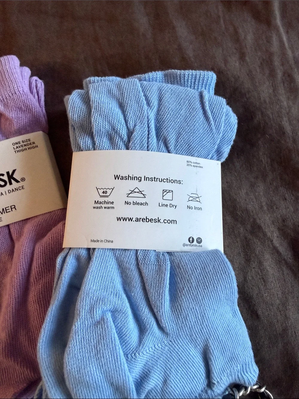 Arebesk Vintage Leg Warmers - Lavender & Light Blue - Pack of 2